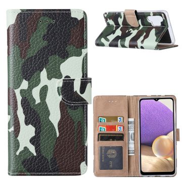 Samsung A32 Hoesje Camouflage Legerprint - Samsung Galaxy A32 5G Boekcase / Portemonnee Hoesje - Camouflage Legerprint hoesje Samsung A32 5G