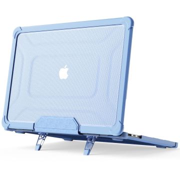 Hoes Geschikt voor Macbook Air 13.6 inch Hoes Licht Blauw shockproof heavy duty hoesje - Macbook Air M2 / M3 2022 2023 2024 / A3113 M3/ A2681 M2 case met Opvouwbare kickstand hoes hardcover