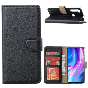 Xiaomi Redmi Note 8 (2019/2021) Hoesje Zwart - Xiaomi Note 8 2021 bookcase met Pasjeshouder - Note 8 2019 case Portemonnee cover