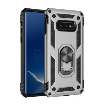Samsung Galaxy S10e Armor Hoesje Ringhouder TPU - Zilver