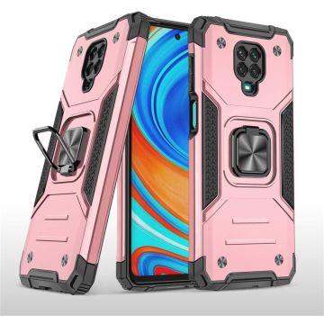 Xiaomi Redmi Note 9S/ Note 9 Pro Hoesje - Heavy Duty Armor hoesje Rose Goud - Xiaomi Redmi Note 9S/ Note 9 Pro silicone TPU 360-Degree hybride hoesje Kickstand ringhouder met Magnetisch Auto Mount