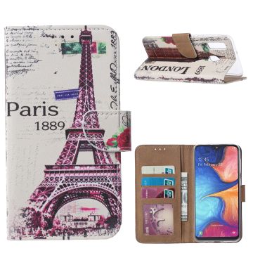 Ntech Eiffeltoren (1889) Design Booktype Kunstleer Hoesje Met Pasjesruimte - Samsung Galaxy A20e