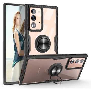Samsung Galaxy Note 20 Luxe hoesje Backcover case - Metalen Ring houder - Zwart