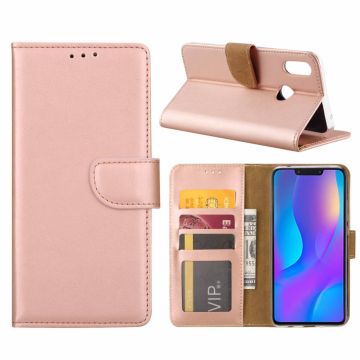 Huawei P Smart+ (Plus) Rose Goud Booktype / Portemonnee TPU Lederen Hoesje