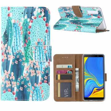 Ntech Samsung Galaxy A7 (2018) Cactus & Bloemen Boek hoesje met Pasjesruimte