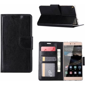 Huawei P8 book wallet case hoesje Zwart