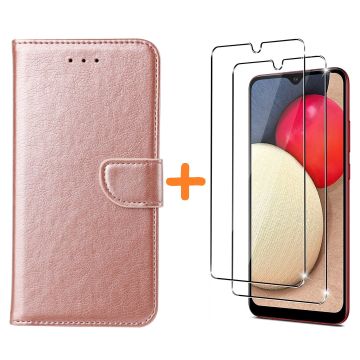Samsung A03S hoesje - bookcase Rose Goud - Galaxy A03S wallet case portemonnee hoesje - A03S Hoesje book cover hoesjes Samsung A03s screenprotector / 2X Beschermglas