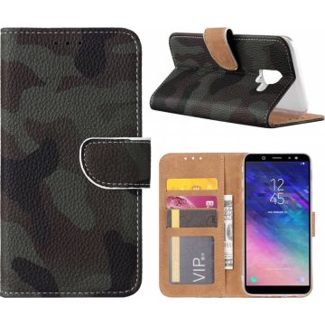 Samsung Galaxy A6 (2018) Camouflage Design Booktype Kunstleer Hoesje Met Pasjesruimte