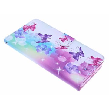 Ntech Vlinders & Bloemen Design Boek hoesje met pasjesruimte - Samsung Galaxy A50