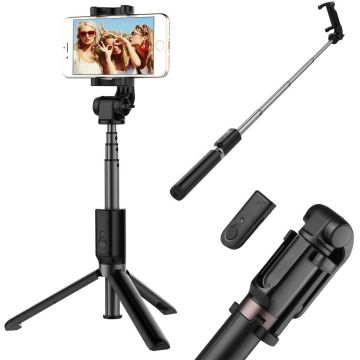 3 in 1 Selfie Stick met Afstandsbediening en Foldable Tripod Stand Samsung Galaxy A50s/A30s - Zwart