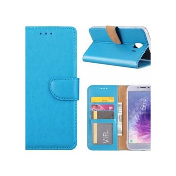 Ntech Samsung Galaxy J4+ (Plus) 2018 case Turquoise Portemonnee / Booktype hoesje met opbergvakjes