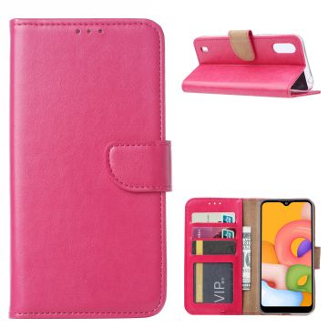 Samsung Galaxy A01 Hoesje met Pasjeshouder - Roze/Pink