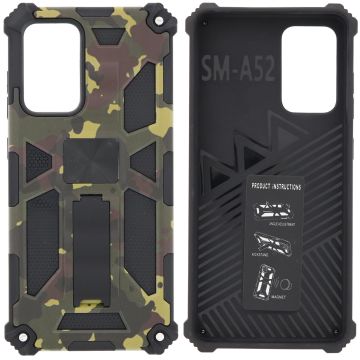 Samsung Galaxy A52 (5G) Hoesje - Rugged Extreme Backcover Army Camouflage met Kickstand - Groen