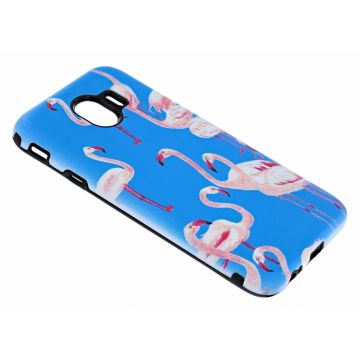 Samsung Galaxy J4 Flamingo & Blauw Design 3D Dual Layer Back Cover