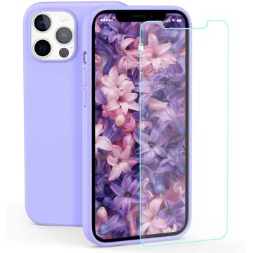 Hoesje Geschikt voor iPhone 12 Mini Hoesje - Soft Nano siliconen cover TPU backcover - Lila met 1x Screenprotector