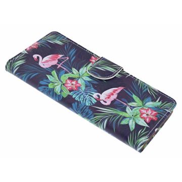 Samsung Galaxy A6+ (Plus) 2018 Flamingo Design Booktype Kunstleer Hoesje Met Pasjesruimte
