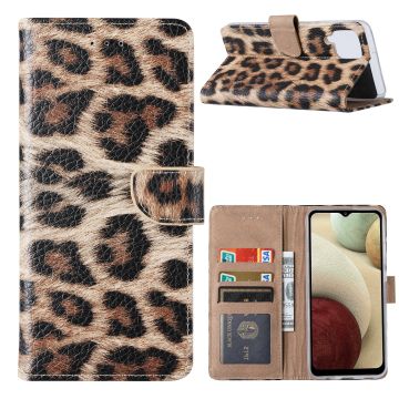 Samsung A12 Hoesje Luipaard - Galaxy A12 Boek Hoesje / Portemonnee cover - Luipaard hoesje Samsung A12