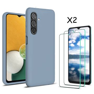 Samsung Galaxy A13 5G / A04s hoesje silicone soft back cover - met Screenprotector 2 PACK – Licht Blauw