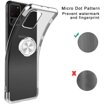 Samsung S20 hoesje silicone - S20 case - Samsung s20 hoesje anti shock met Ringhouder - Samsung Galaxy S20 Hoesje Transparant / Zliver