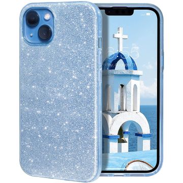 oTronica TPU Backcover voor Apple iiPhone 13 Pro Max glitter hoesje - Blauw