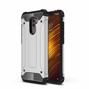 Ntech Xiaomi Pocophone F1 Dual layer Rugged Armor hoesje - Zilver