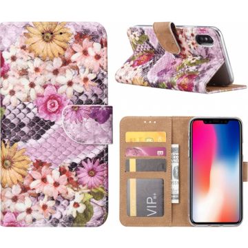 iPhone X / Xs Margrietjes Design Booktype Kunstleer Hoesje Met Pasjesruimte