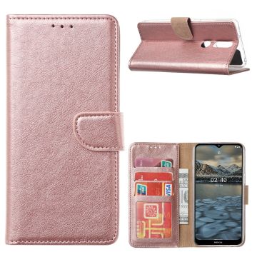 Nokia 2.4 Hoesje - Nokia 2.4 Portemonnee BookCase cover met Pasjeshouder - Rose Goud