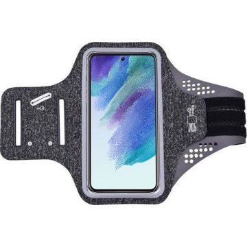 Hoesje Geschikt voor Samsung Galaxy S21 hardloop telefoonhouder – armband - sportband - van stof - Zwart