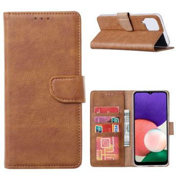 Samsung A22 4G hoesje bookcase Bruin - Samsung Galaxy A22 4G hoesje portemonnee wallet case - Hoesje A22 4G book case hoes cover