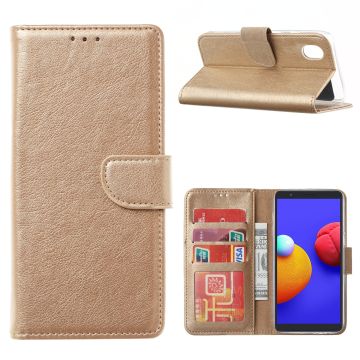 Samsung Galaxy A01 Core Hoesje - Galaxy A01 Core book case met Pasjeshouder - Goud