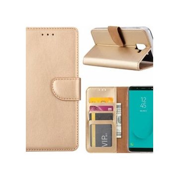 Samsung Galaxy J6+ (Plus) 2018 case Goud Portemonnee hoesje met opbergvakjes