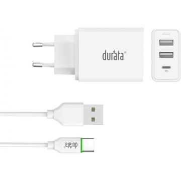 Durata -DR-70 - Adapter - 2 USB aansluiting - PD aansluiting - 5.4A -Snellader