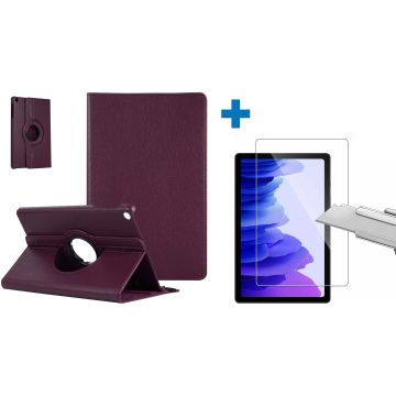 Samsung Galaxy Tab A7 Hoes - (2020/2022) - 360 graden draaibaar case Paars + screenprotector gehard glas