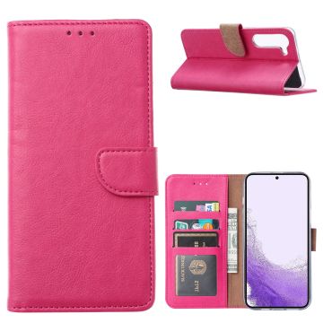 Hoesje Geschikt Voor Samsung Galaxy S23 Hoesje met Pasjeshouder - bookcase – Met 2x Screenprotector / gehard glas – Roze