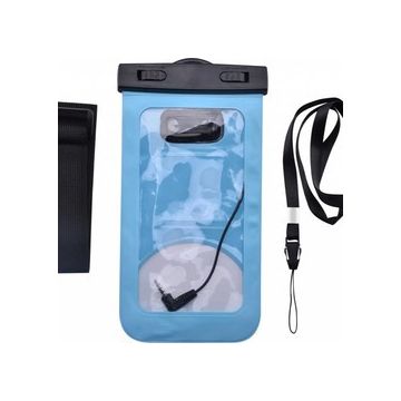 Neon Multi Functional Waterdichte telefoon hoesje Pouch Met headphone Audio Jack voor iPhone Xs Max Blauw