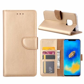 Huawei Mate 20 Pro Goud Booktype / Portemonnee TPU Lederen Hoesje