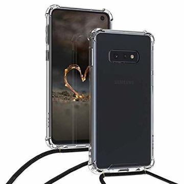 Ntech Samsung Galaxy S10+ Anti Shock Transparante hoesje met Verstelbaar Celebrity Draagriem