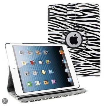 iPad Air 360 Rotatie Hoes, Cover, Case Zebra Design - Wit / Zwart