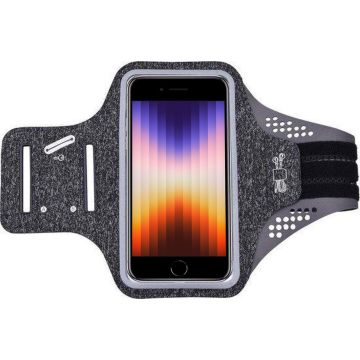 Geschikt voor iPhone SE 2022 2 hardloop telefoonhouder – armband - sportband - van stof - Zwart