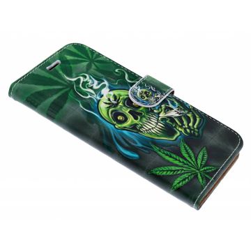 iPhone Xs Max 3D Wiet & Schedel Design Book Hoesje Met Pasjesruimte & Magneet flapje