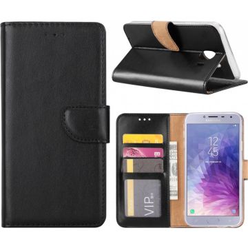 Samsung Galaxy J4 (2018) case Zwart Portemonnee hoesje met opbergvakjes