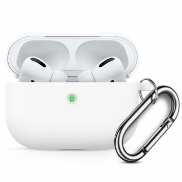 Apple AirPods Pro Soft Silicone Hoesje Met sleutelhanger - Wit