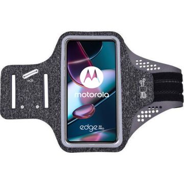 Hoesje Geschikt voor Motorola Edge 30 Pro hardloop telefoonhouder – armband - sportband - van stof - Zwart