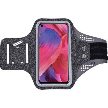 Hoesje Geschikt voor Oppo A74 hardloop telefoonhouder – armband - sportband - van stof - Zwart