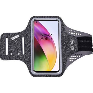 Hoesje Geschikt voor OnePlus 8 hardloop telefoonhouder – armband - sportband - van stof - Zwart