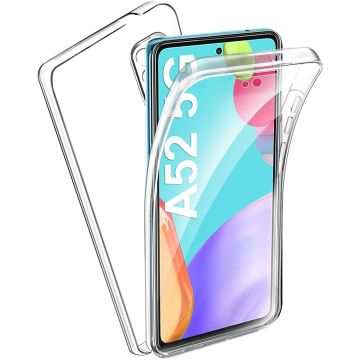 Samsung Galaxy A52 Hoesje Dual TPU Case 360° Cover 2 in 1 Case ( Voor en Achter) Transparant