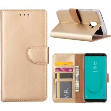 Ntech Samsung Galaxy J6 (2018) case Goud Portemonnee hoesje met opbergvakjes