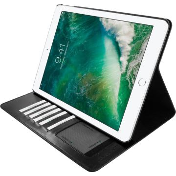 Ntech Hoes geschikt voor Apple iPad iPad 9.7 (2018-2017) Premium Luxe hoesje Folio Cover hoesje Met 6 Pasjesruimte Zwart