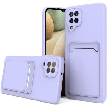 Samsung A02S Hoesje met pasjeshouder Lila - Samsung Galaxy A02s hoesje Soft silicone colour case met kaarthouder