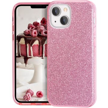 Hoesje Geschikt voor iPhone 13 Pro Hoesje Glitters Siliconen - Glitter Hoesje Geschikt voor iPhone 13 Pro hoesje TPU Case Roze - Cover